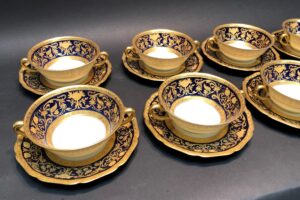 Set of 12 Bavarian El Dorado Soup Bowls and Saucers by Black Knight
