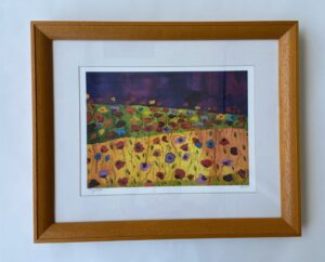 Colorful Field of Poppies Lithograph Signed by Artist