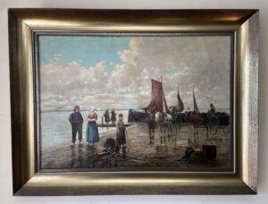 c1935 Original Oil on Canvas of Port Scene