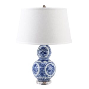 Pair of New Blue and White Gourd Lamps with Shades