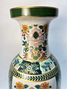 Large Hand Painted Vase with Lotus Flowers
