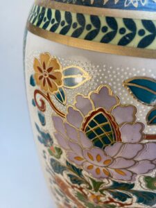 Large Hand Painted Vase with Lotus Flowers