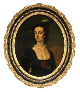 PARTY: 19th Century Oval Portrait Of Fashionable Woman Oil Painting