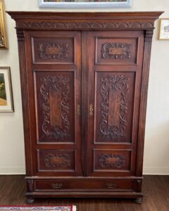 18th Century European Made Heavily Carved Two-Door Linen Press