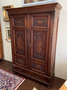 18th Century European Made Heavily Carved Two-Door Linen Press