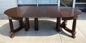 19th Century Solid Mahogany Round Dining Table with 3 Leaves