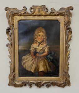 19th Century Oil on Canvas Portrait of Little Girl