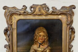 19th Century Oil on Canvas Portrait of Little Girl