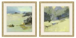 Pair of Summer Fields Floated Giclées on Mats in Gold Frames
