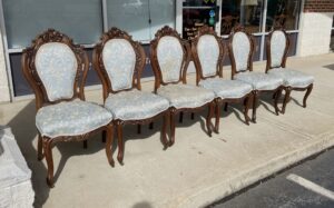 Set of 6 Solid Walnut Carved Victorian Dining Chairs