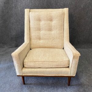 Complimentary Pair of Upholstered Walnut Mid-Century Chairs