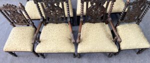 Set of 8 19th Century English Oak Dining Chairs with Barley Twists