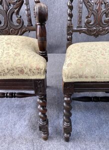 Set of 8 19th Century English Oak Dining Chairs with Barley Twists