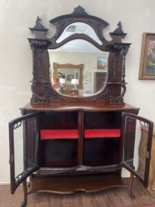 19th Century Solid Mahogany Carved Edwardian Etagere