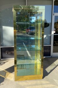 Hollywood Regency Style Gold Curio Cabinet