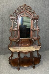 19th Century Solid Walnut Etagere with Chocolate Marble Top