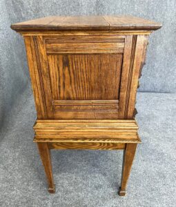 c1900 Oak 4 Drawer Spool Cabinet on Stand