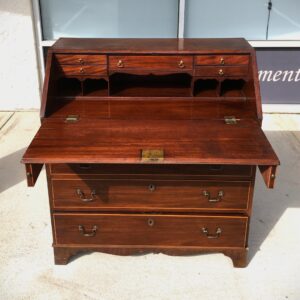 19th Century Solid Mahogany Inlaid Slant Front Desk