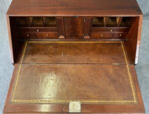 18th Century Solid Mahogany Slant Front Desk with Leather Top & Hidden Compartments