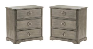 Pair of New Gray Transitional Nightstands