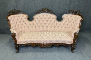 19th Century Heavily Carved Flamed Mahogany Sofa