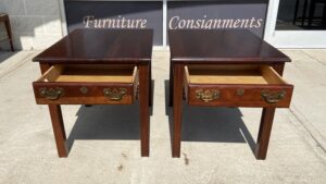 Pair of Broyhill Solid Mahogany End Tables 