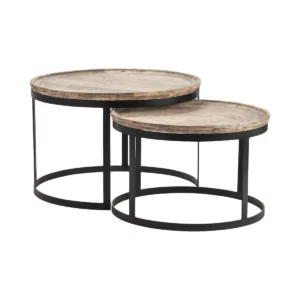 Set of New Crestview Metal and Wood Nesting Coffee Tables