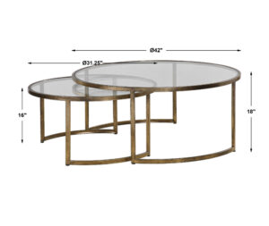 New Uttermost Gold Iron and Glass Nesting Coffee Tables