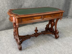 19th Century Burled Walnut Library Table