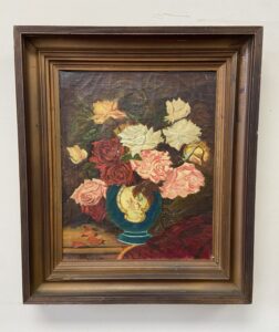 Floral Still Life Oil on Canvas By James H. Richards 