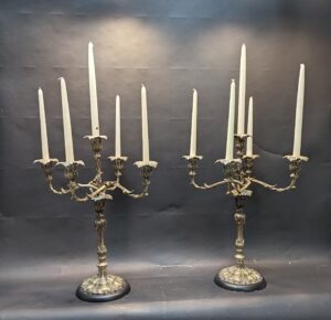 Pair of Vintage French Rococo Silver Plate Candelabras