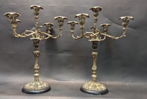 Pair of Vintage French Rococo Silver Plate Candelabras