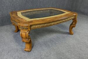 Elaborate Bronzed Adorned Glass Top Coffee Table by AICO