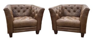 NEW Luke Leather Chesterfield Club Chair (Two Available)