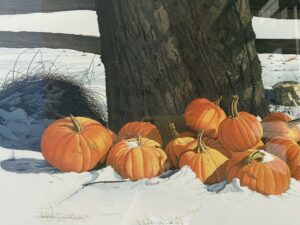 "Pumpkins in the Snow" by Bob Timberlake, Limited Edition Print, Signed