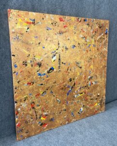 Large Gold Abstract Original Acrylic on Canvas Signed Nighswonger