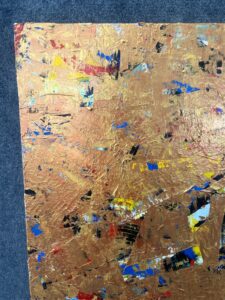 Large Gold Abstract Original Acrylic on Canvas Signed Nighswonger