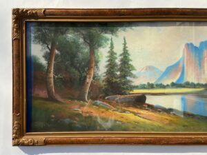 Early 1900s Pastel of Lakeside Mountain