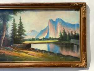 Early 1900s Pastel of Lakeside Mountain