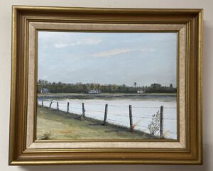 Original Oil on Canvas of Pond & Farm