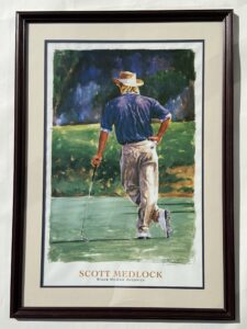 Portrait of Golfer Greg Norman in Gold Frame