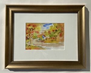 Original Watercolor of House Surrounded by Autumn Trees by Everett Mayo