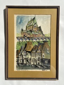 Original Ink and Watercolor of Chateau Frontenac in Quebec