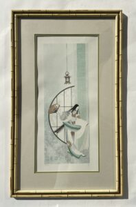 Limited Edition Lithograph of Woman in Window with Lantern by Joy Dunn