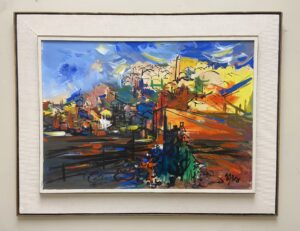 Pair of Mid-Century Modern Bold Abstract Expressionist Landscapes