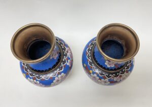 Pair of Blue Cloisonne Vases 