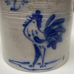 Rowe Pottery Works Rooster Crock