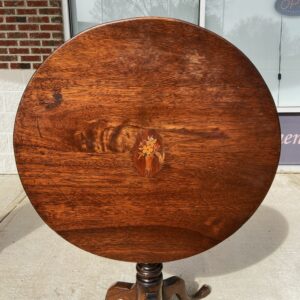 18th Century Solid Mahogany Inlaid Tilt Top Table