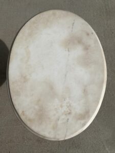 Antique Solid Walnut Oval Marble Top Accent Table