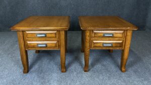 Pair of Mission Style Solid Oak End Tables